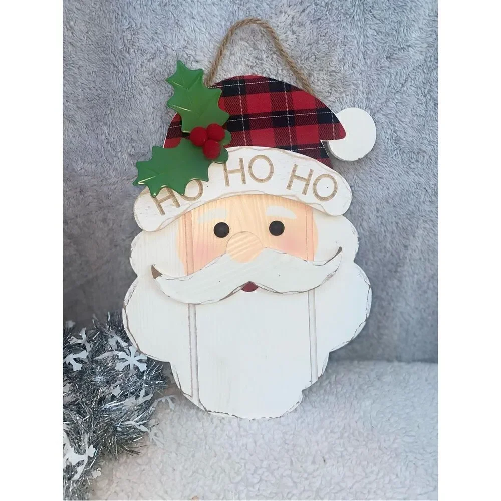 Santa Claus Wood Hanging Sign NWOT